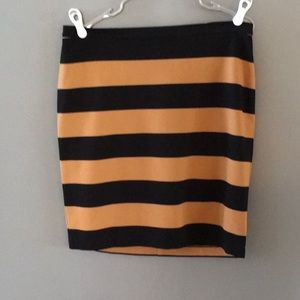 Gold and Black Striped Skirt